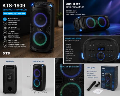 Torima KTS-1909 Mikrofonlu RGB Bluetooth Hoparlör